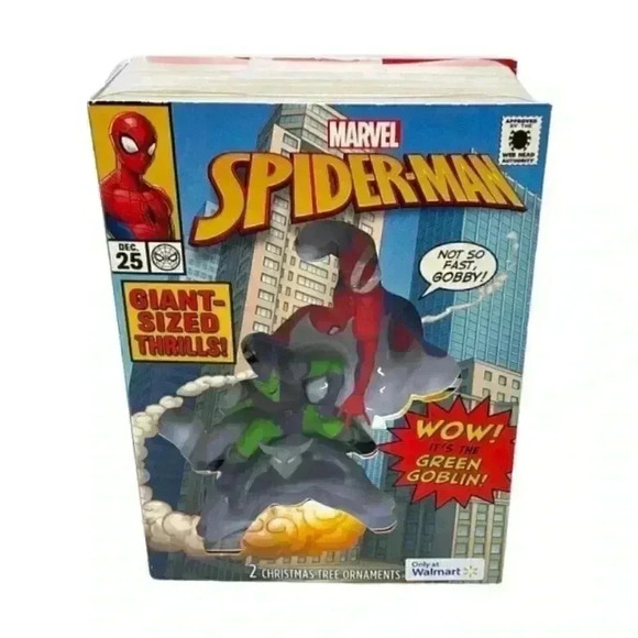 Hallmark Marvel SpiderMan Green Goblin Christmas Tree Ornaments Comic Book Box - Picture 1 of 12
